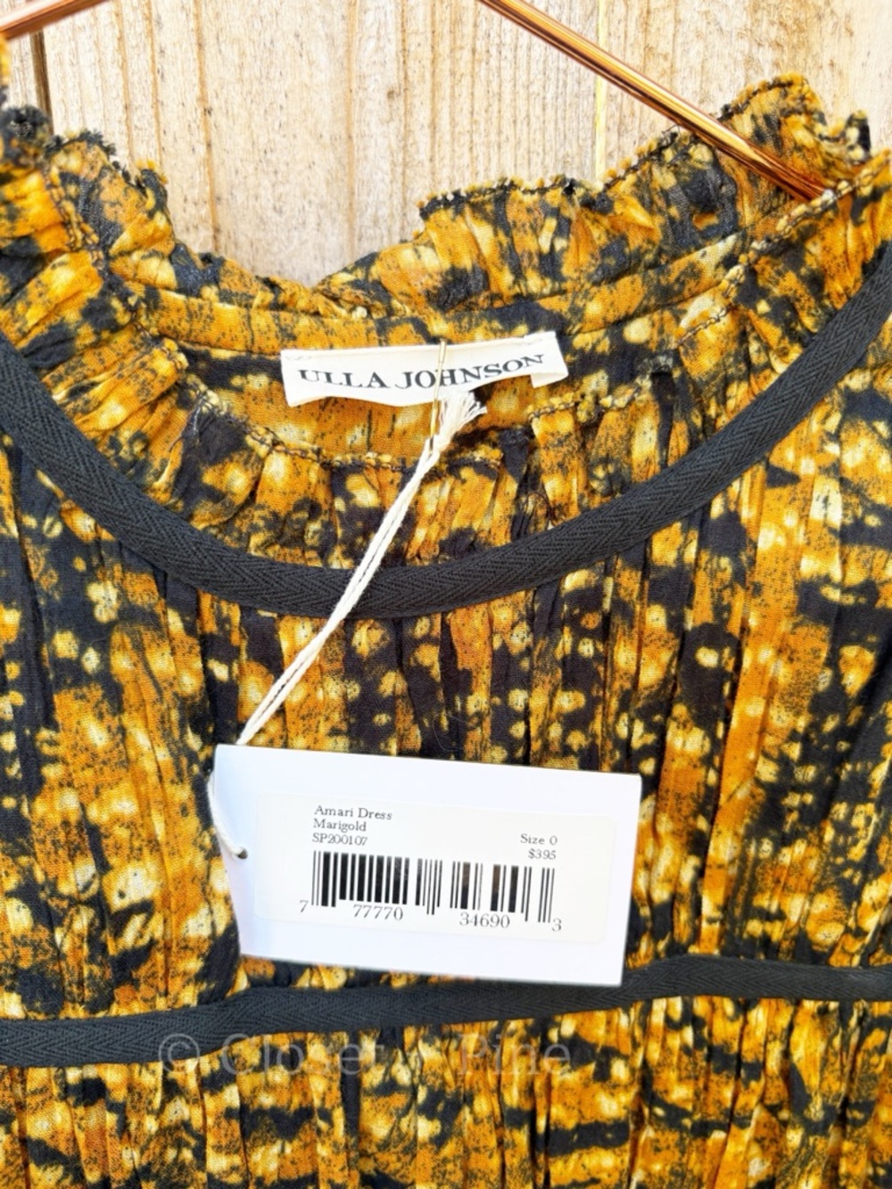 Ulla Johnson Amari Dress Marigold‎ Size 0 NWT Midi Orange Black - Picture 4 of 17